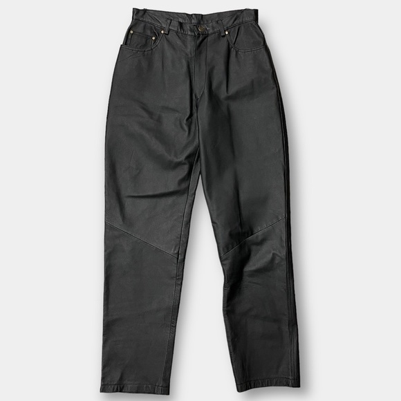 EUC Black Leather High Rise Pants Vintage Size 6